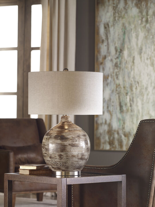 Uttermost Tamula Distressed Ivory Table Lamp